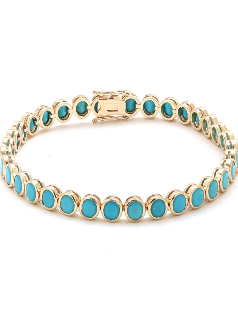 Turquoise Gemstone Diamond 14K (Custom) Yellow Gold Bracelet